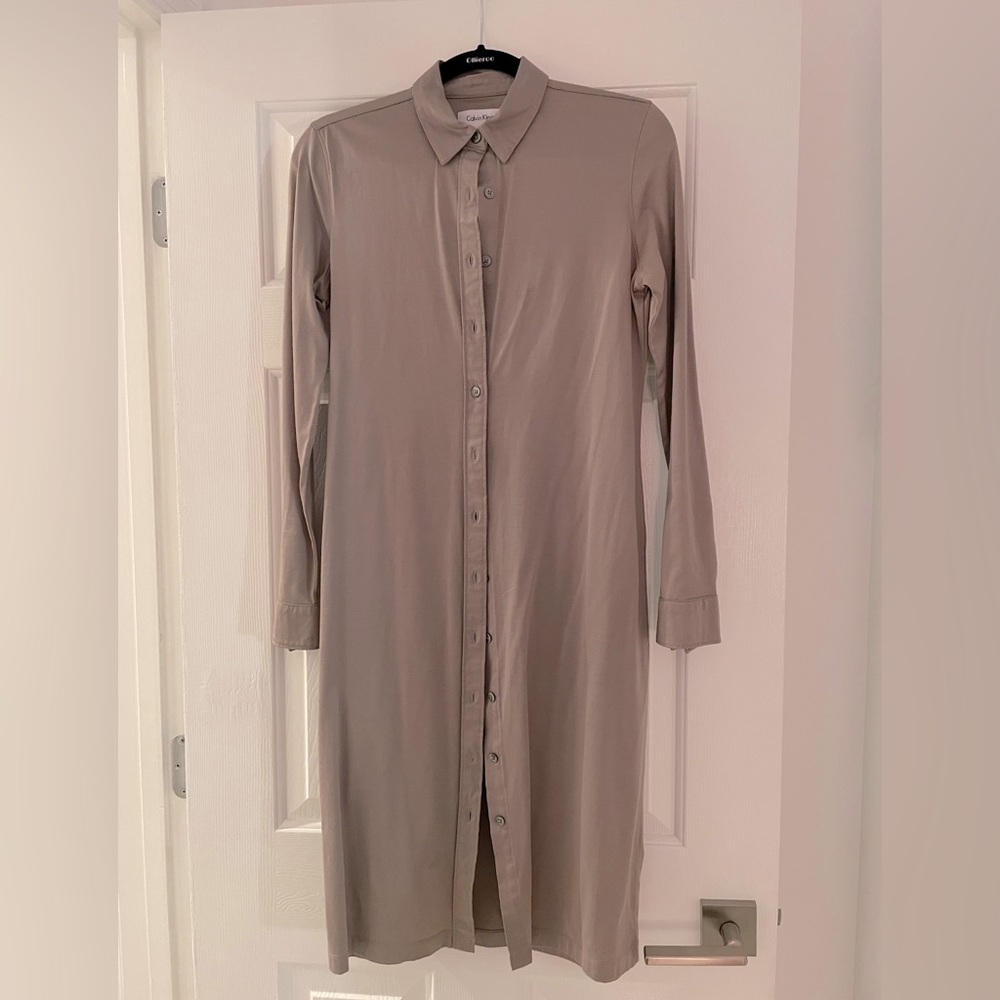 Calvin Klein tan shirt dress - size 4